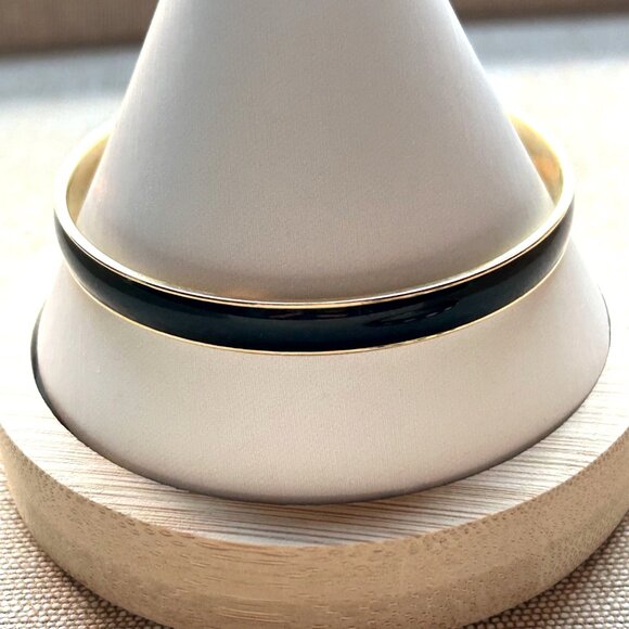 J Crew Enamel Bracelet Set of 2 Black Gold Green Geometric Diamond Design - Picture 6 of 12